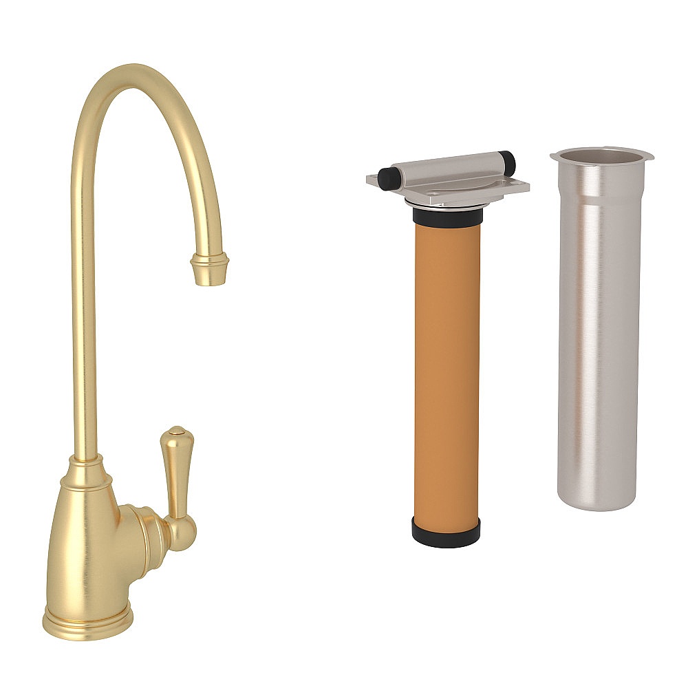 Perrin & Rowe U.KIT1625L-SEG-2 Georgian Era™ Filter Kitchen Faucet Kit - Satin English Gold