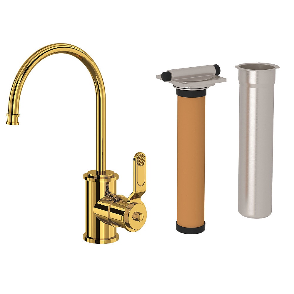Perrin & Rowe U.KIT1633HT-ULB-2 Armstrong™ Filter Kitchen Faucet Kit - Unlacquered Brass