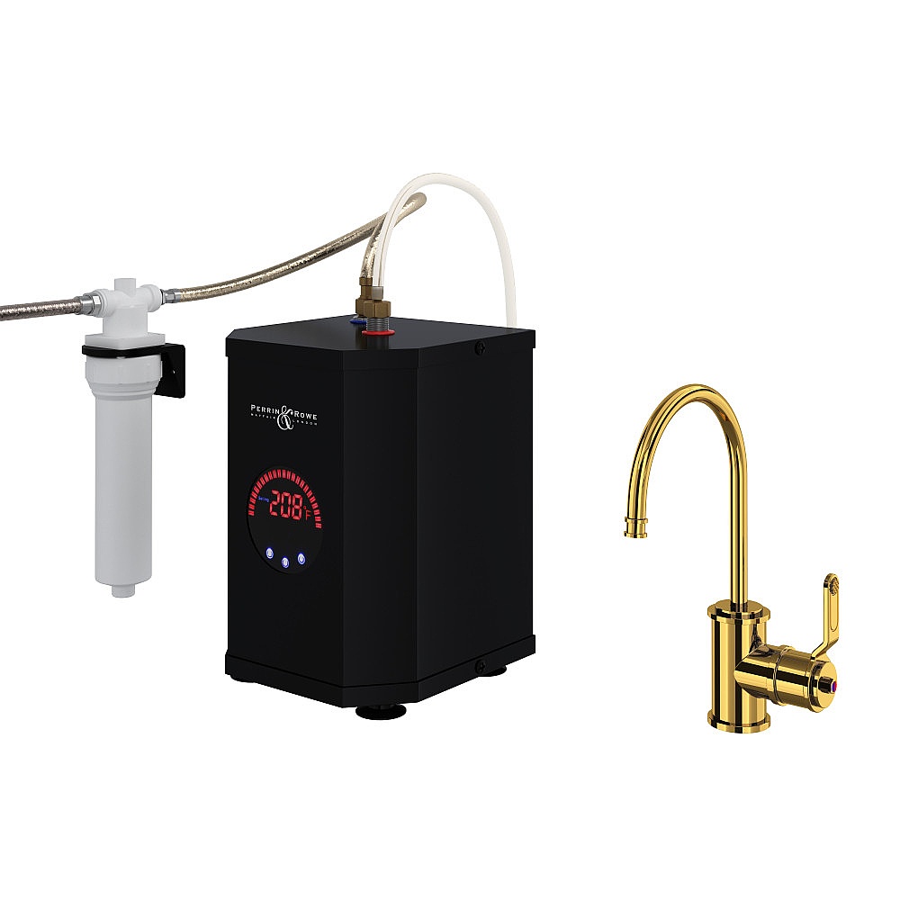 Perrin & Rowe U.KIT1833HT-ULB-2 Armstrong™ Hot Water and Kitchen Filter Faucet Kit - Unlacquered Brass