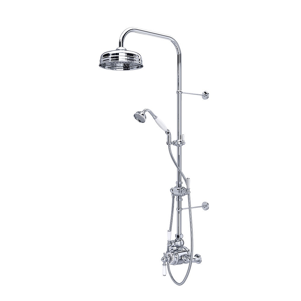 Perrin & Rowe U.KIT1NL-APC Edwardian™ 3/4" Exposed Wall Mount Thermostatic Shower System - Polished Chrome