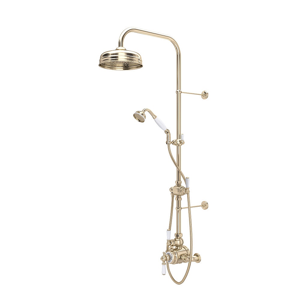 Perrin & Rowe U.KIT1NL-STN Edwardian™ 3/4" Exposed Wall Mount Thermostatic Shower System - Satin Nickel