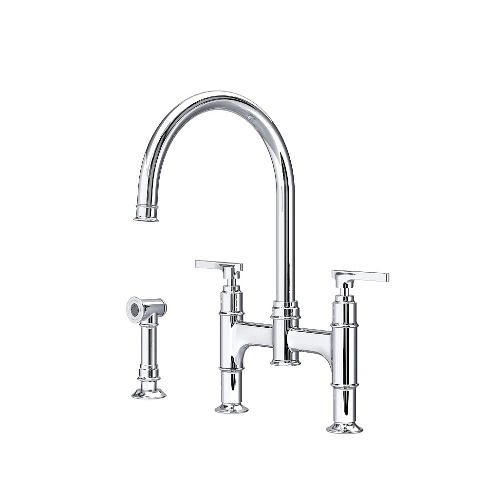 Perrin & Rowe U.SB57D3LMAPC Southbank™ Bridge Kitchen Faucet With Side Spray - Polished Chrome