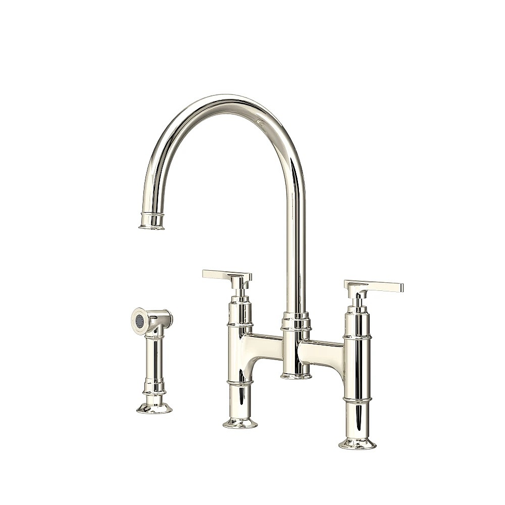 Perrin & Rowe U.SB57D3LMPN Southbank™ Bridge Kitchen Faucet With Side Spray - Polished Nickel