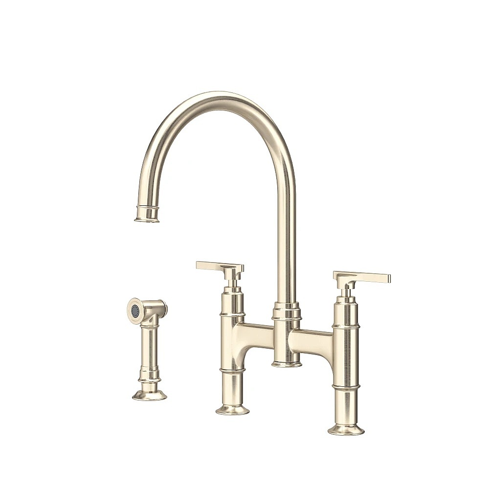Perrin & Rowe U.SB57D3LMSTN Southbank™ Bridge Kitchen Faucet With Side Spray - Satin Nickel