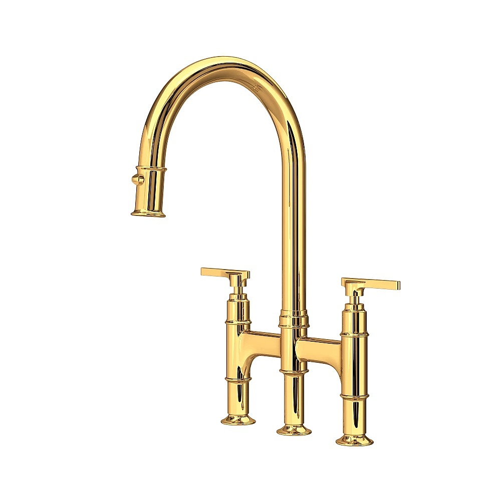 Perrin & Rowe U.SB58D3LMEG Southbank™ Pull-Down Bridge Kitchen Faucet - English Gold