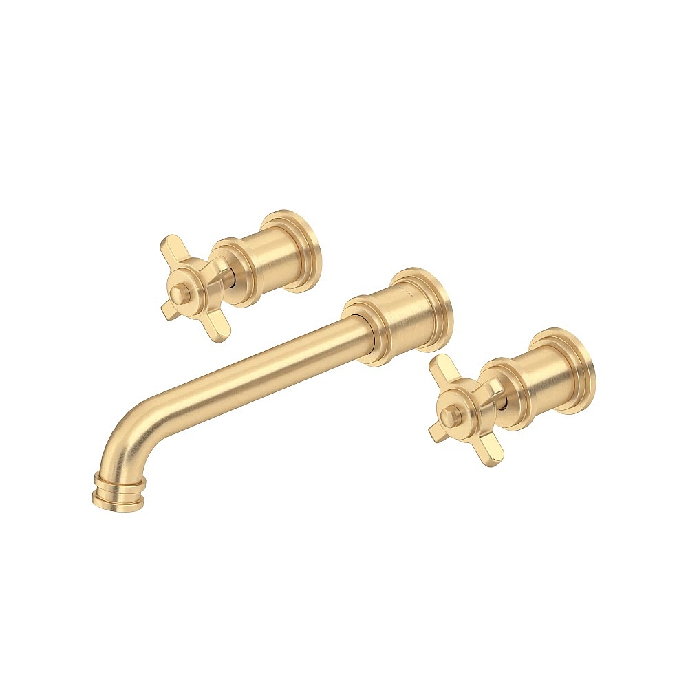 Perrin & Rowe U.TAR08W3XMSEG Armstrong™ Wall Mount Lavatory Faucet Trim - Satin English Gold