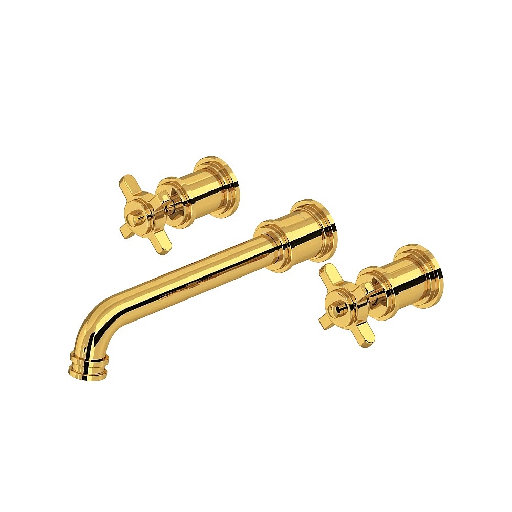 Perrin & Rowe U.TAR08W3XMULB Armstrong™ Wall Mount Lavatory Faucet Trim - Unlacquered Brass