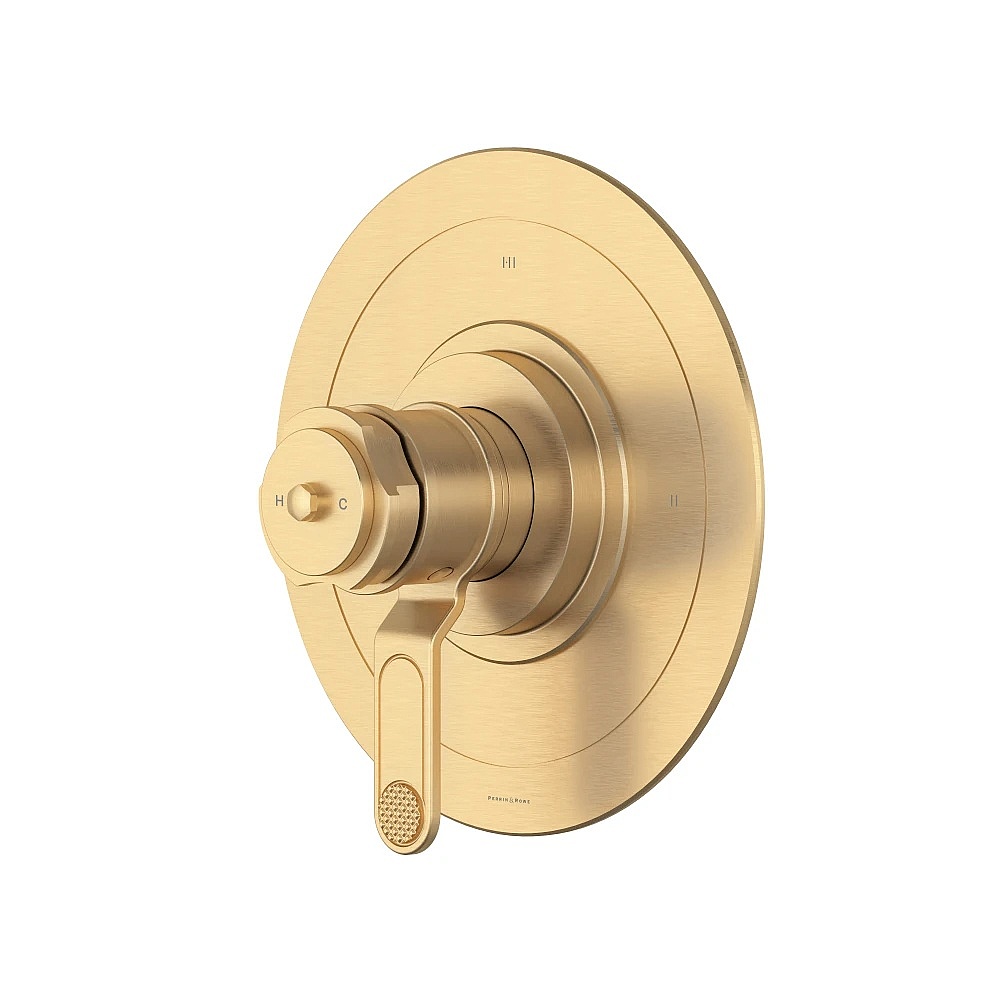 Perrin & Rowe U.TAR23W1IWSEG Armstrong™ 1/2" Therm & Pressure Balance Trim With 3 Functions - Satin English Gold
