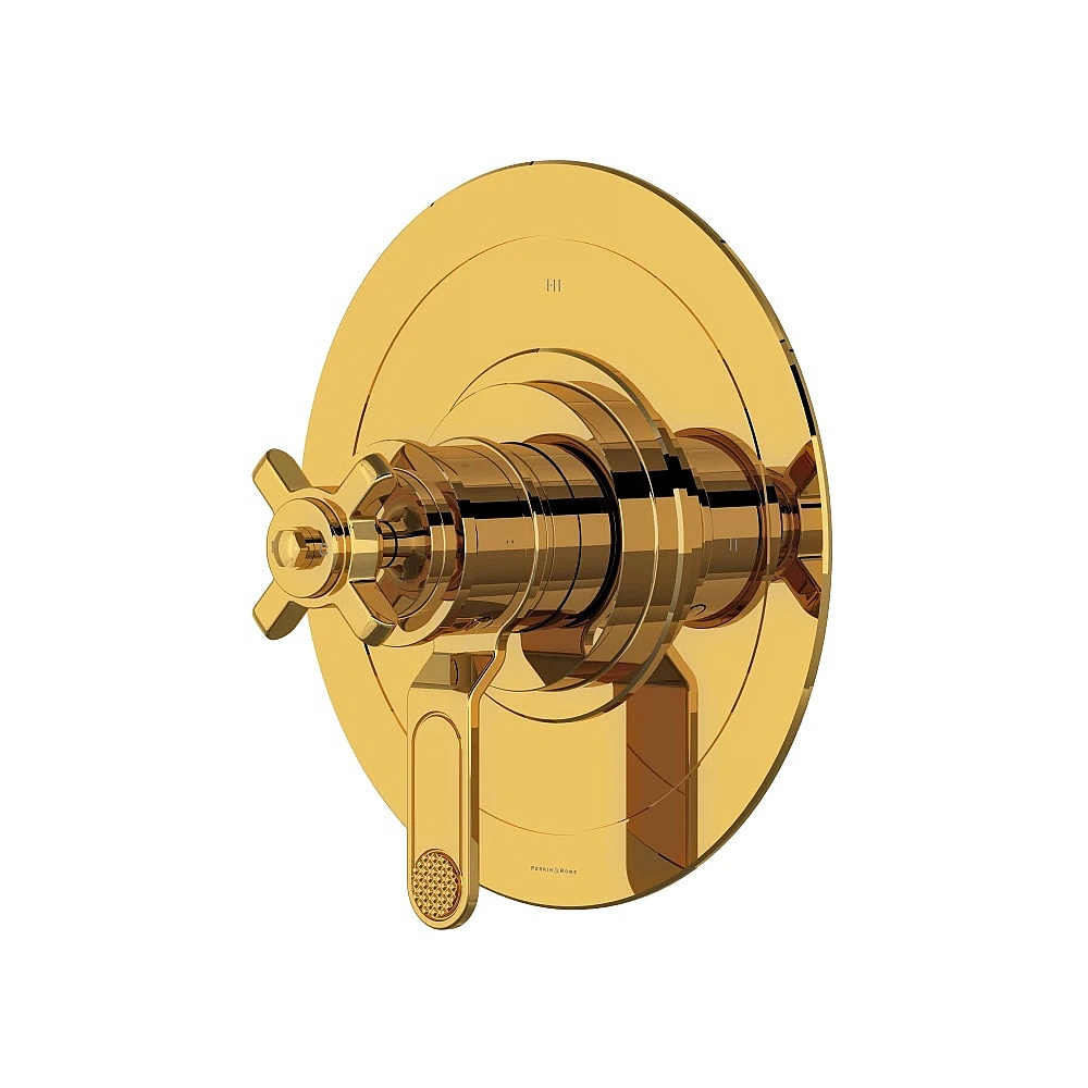 Perrin & Rowe U.TAR23W1XMULB Armstrong™ 1/2" Therm & Pressure Balance Trim With 3 Functions - Unlacquered Brass