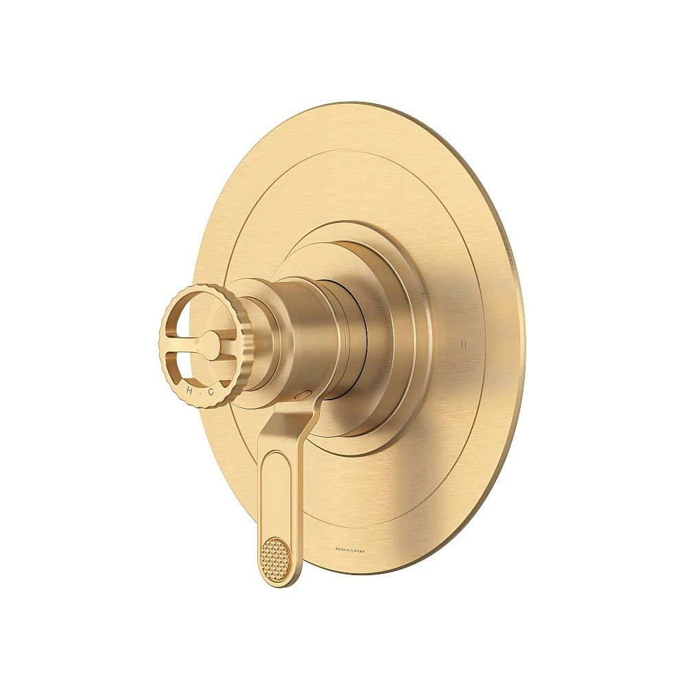 Perrin & Rowe U.TAR44W1IWSEG Armstrong™ 1/2" Therm & Pressure Balance Trim With 2 Functions - Satin English Gold