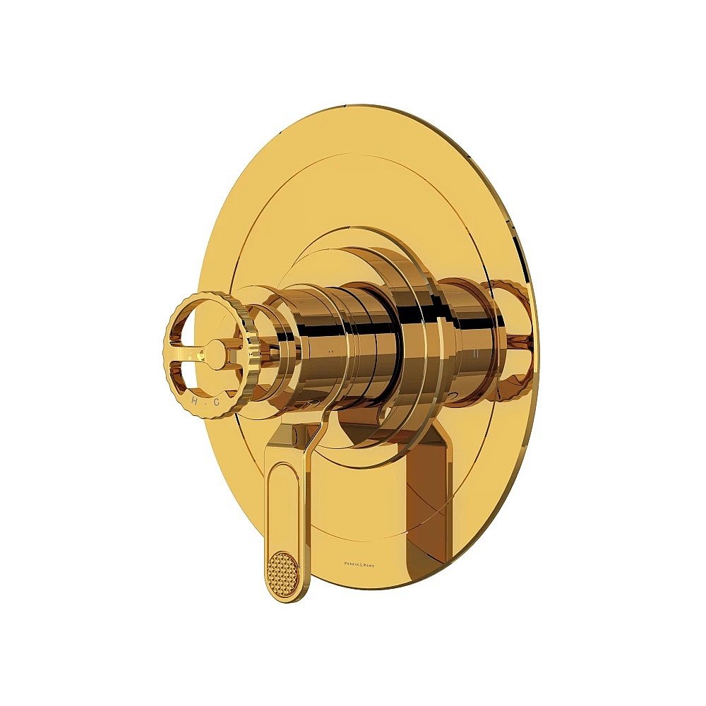 Perrin & Rowe U.TAR44W1IWULB Armstrong™ 1/2" Therm & Pressure Balance Trim With 2 Functions - Unlacquered Brass