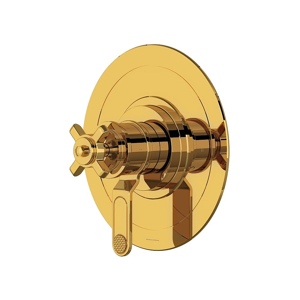 Perrin & Rowe U.TAR44W1XMULB Armstrong™ 1/2" Therm & Pressure Balance Trim With 2 Functions - Unlacquered Brass