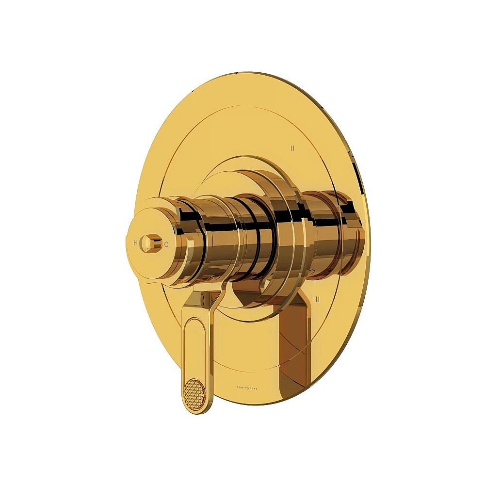 Perrin & Rowe U.TAR45W1DWULB Armstrong™ 1/2" Therm & Pressure Balance Trim With 5 Functions - Unlacquered Brass