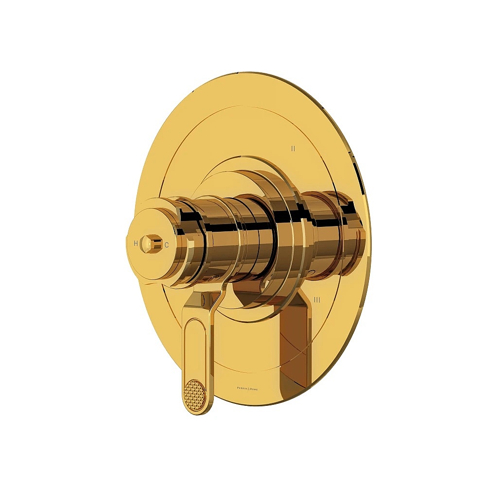 Perrin & Rowe U.TAR47W1DWULB Armstrong™ 1/2" Therm & Pressure Balance Trim With 3 Functions - Unlacquered Brass