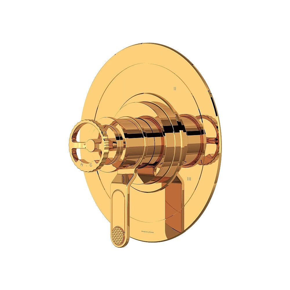 Perrin & Rowe U.TAR47W1IWEG Armstrong™ 1/2" Therm & Pressure Balance Trim With 3 Functions - English Gold
