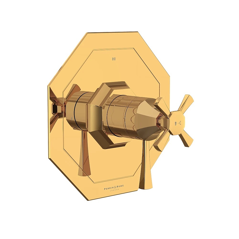 Perrin & Rowe U.TDC23W1LS-EG Deco™ 1/2" Therm & Pressure Balance Trim With 3 Functions - English Gold