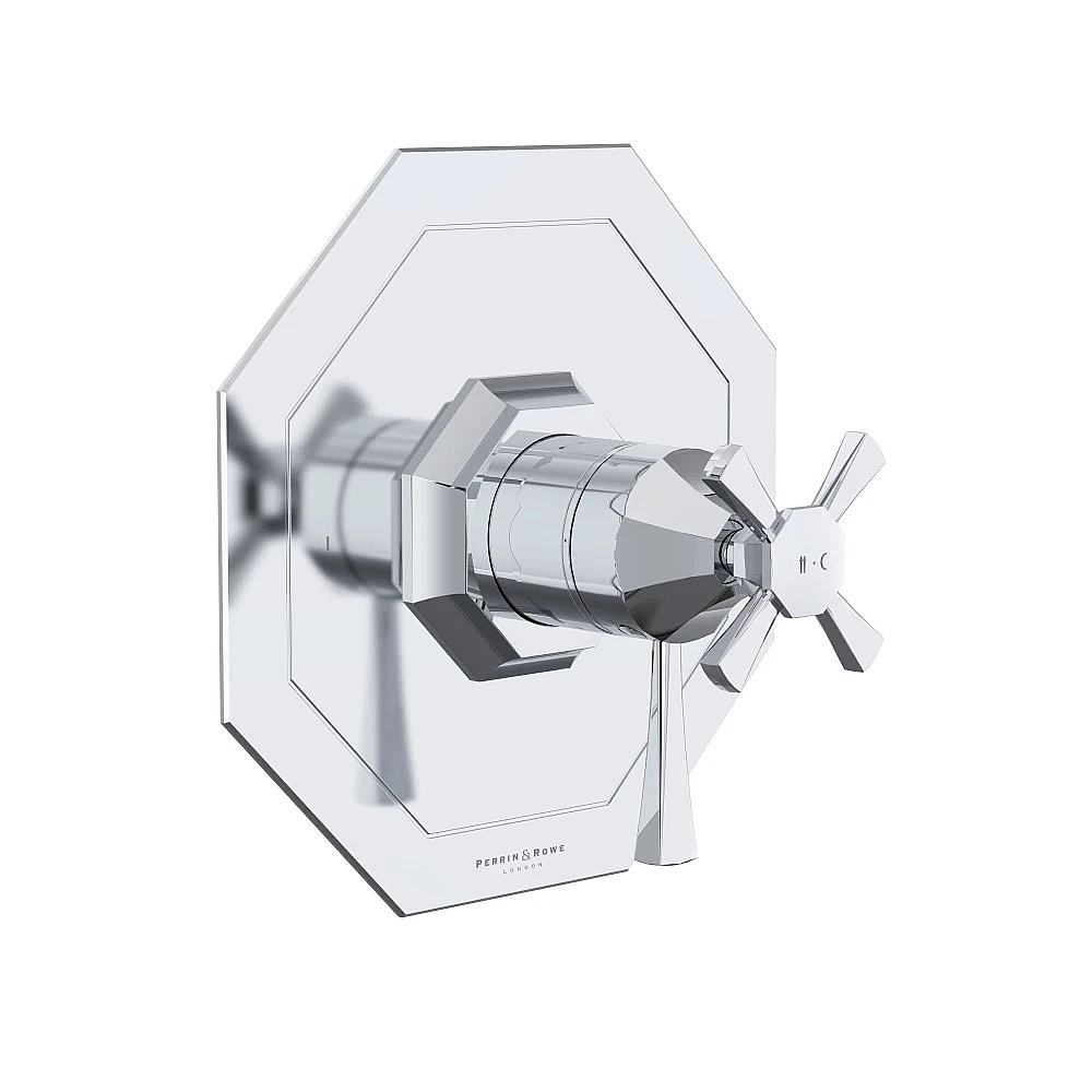 Perrin & Rowe U.TDC44W1LS-APC Deco™ 1/2" Therm & Pressure Balance Trim With 2 Functions - Polished Chrome