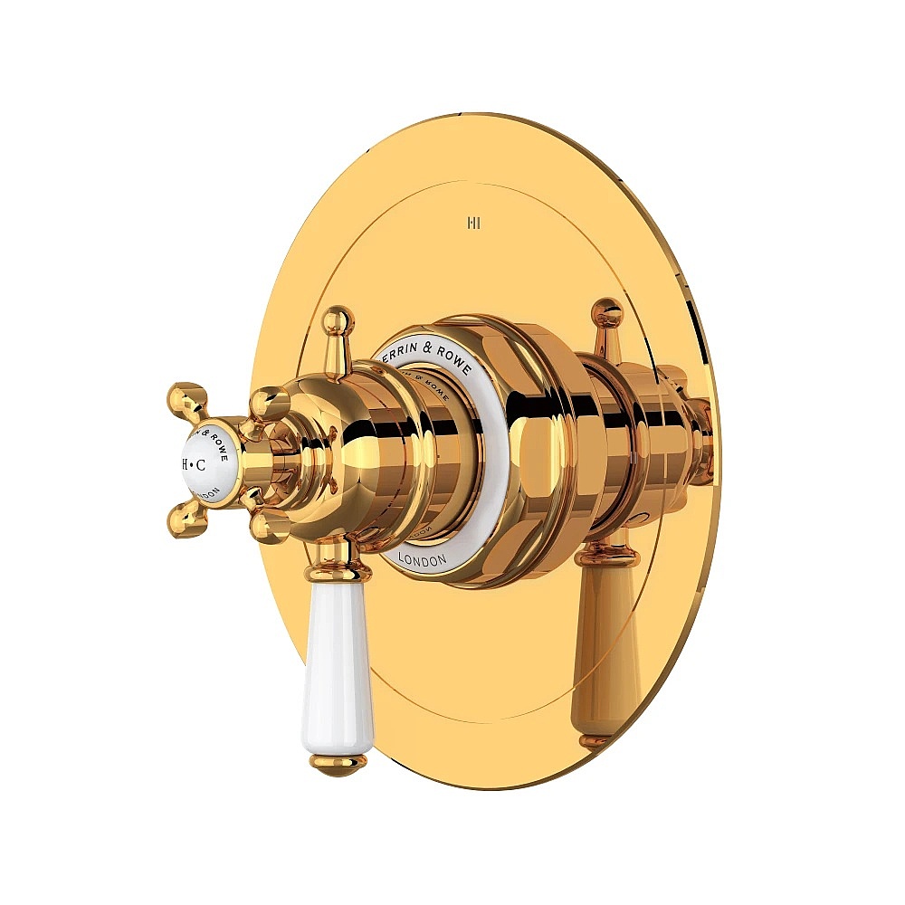 Perrin & Rowe U.TEW23W1L-EG Edwardian™ 1/2" Therm & Pressure Balance Trim With 3 Functions - English Gold