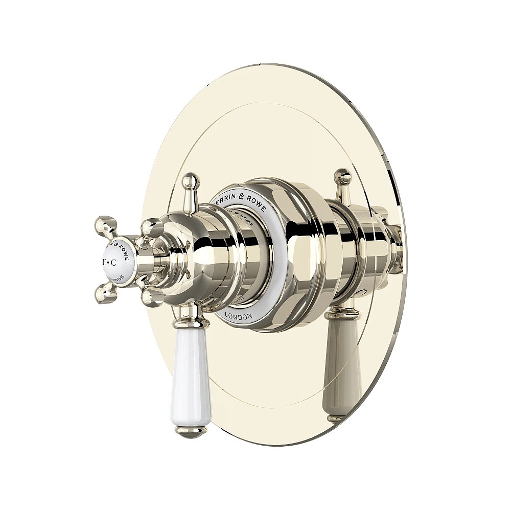 Perrin & Rowe U.TEW44W1L-PN Edwardian™ 1/2" Therm & Pressure Balance Trim With 2 Functions - Polished Nickel