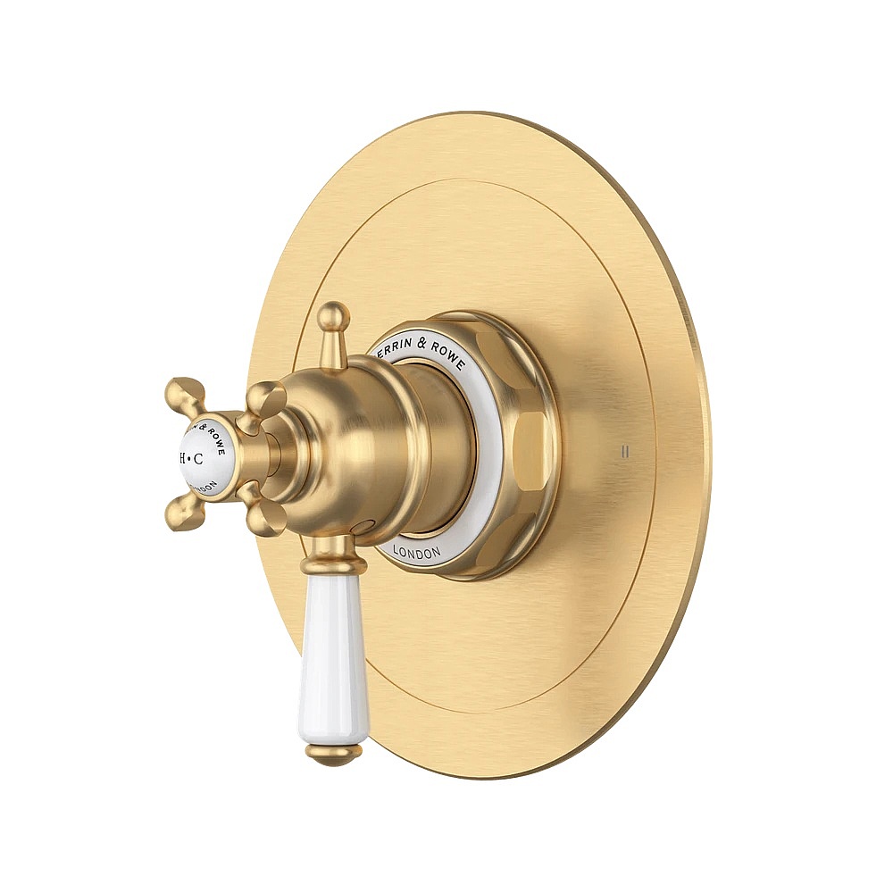 Perrin & Rowe U.TEW44W1L-SEG Edwardian™ 1/2" Therm & Pressure Balance Trim With 2 Functions - Satin English Gold
