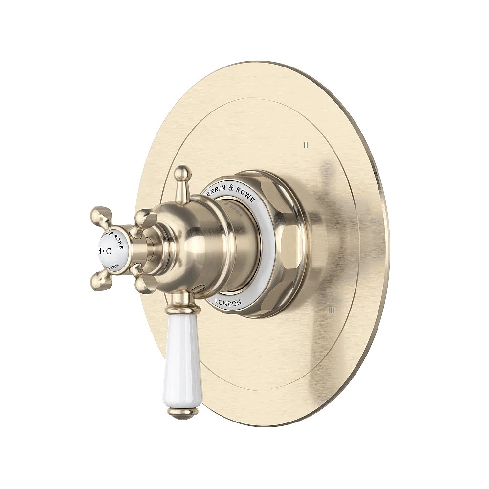 Perrin & Rowe U.TEW47W1L-STN Edwardian™ 1/2" Therm & Pressure Balance Trim With 3 Functions - Satin Nickel