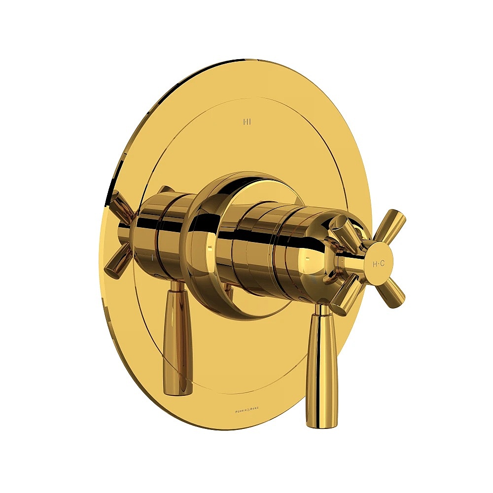 Perrin & Rowe U.THB23W1LS-ULB Holborn™ 1/2" Therm & Pressure Balance Trim With 3 Functions - Unlacquered Brass