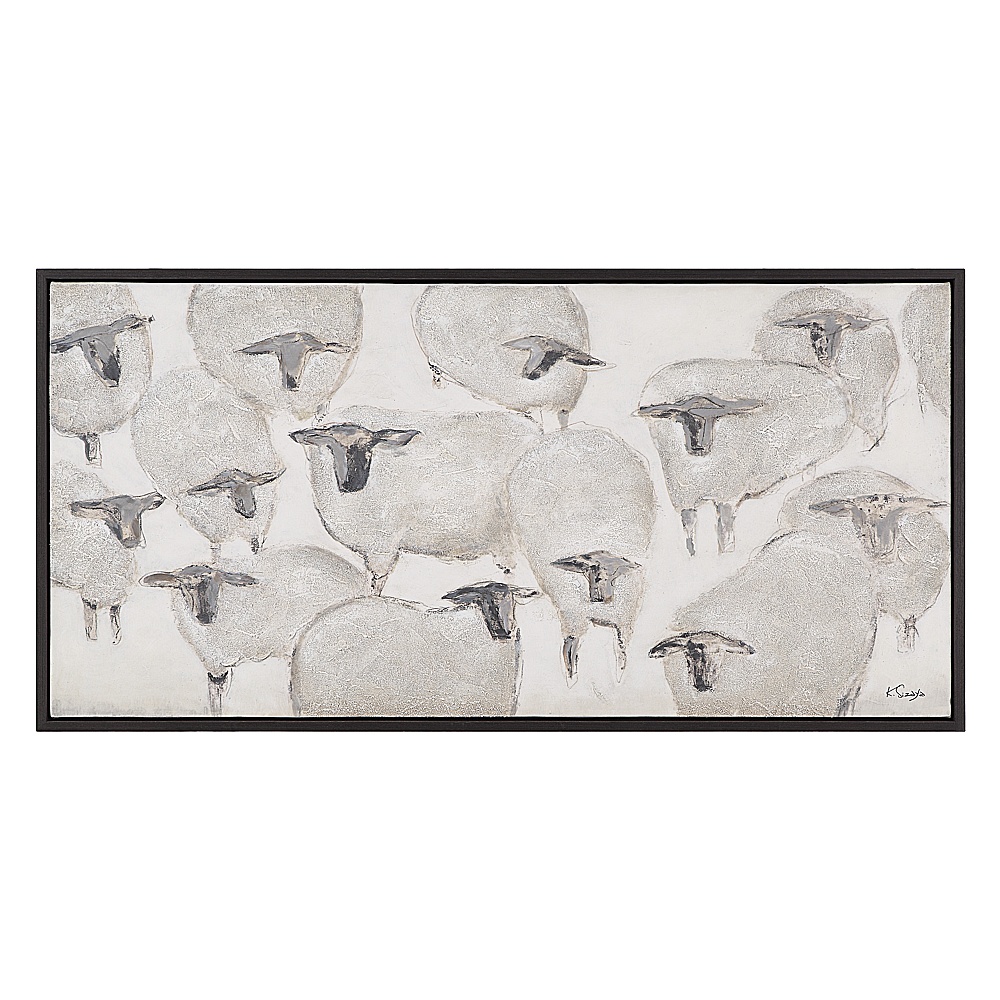 Renwil OL2162 Shah 60" Wide Canvas Art with Wood Frame - Dark Grey