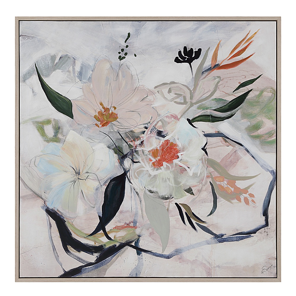 Renwil OL2147 Daye 50" Wide Canvas Art with Wood Frame - Cream