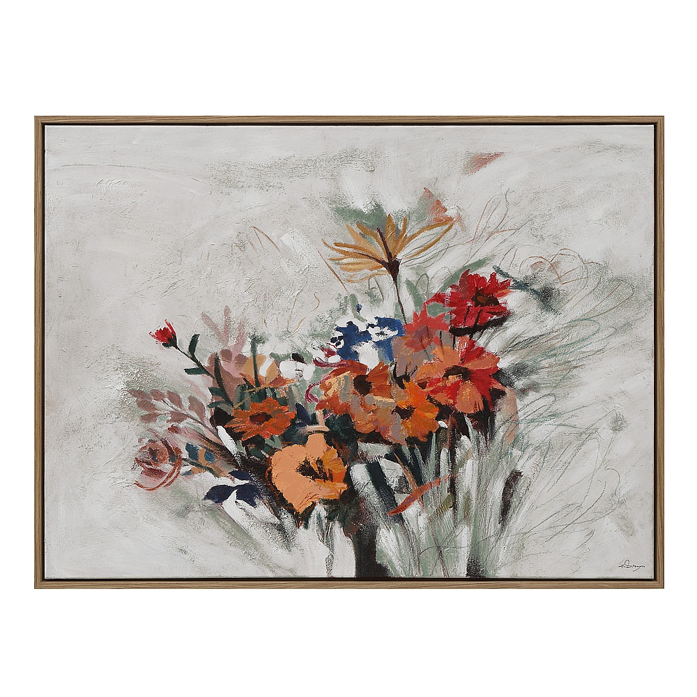Renwil OL2260 Liliosa 36" Wide Canvas Art with Wood Frame - Medium Walnut