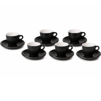 Sara Moka 4KC4PE-BLK Nero Opaca 6-Piece Espresso Cup Set - Matte Black
