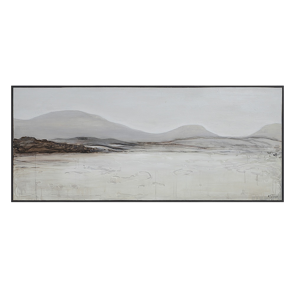 Renwil OL2175 Campania 70" Wide Canvas Art, White, Grey - Beige