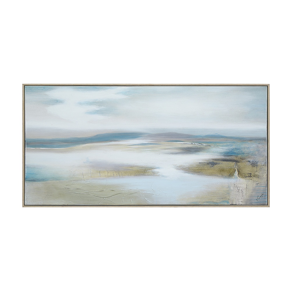 Renwil OL2276 Marbleau 60" Wide Canvas Art with Wood Frame - Cream