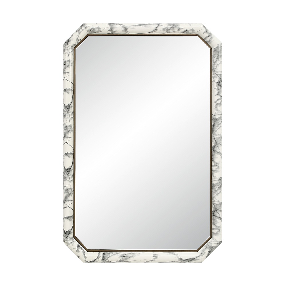 Renwil MT2782 Venus 36" H x 24" W Wall Mirror - White Marble Hydro Dip