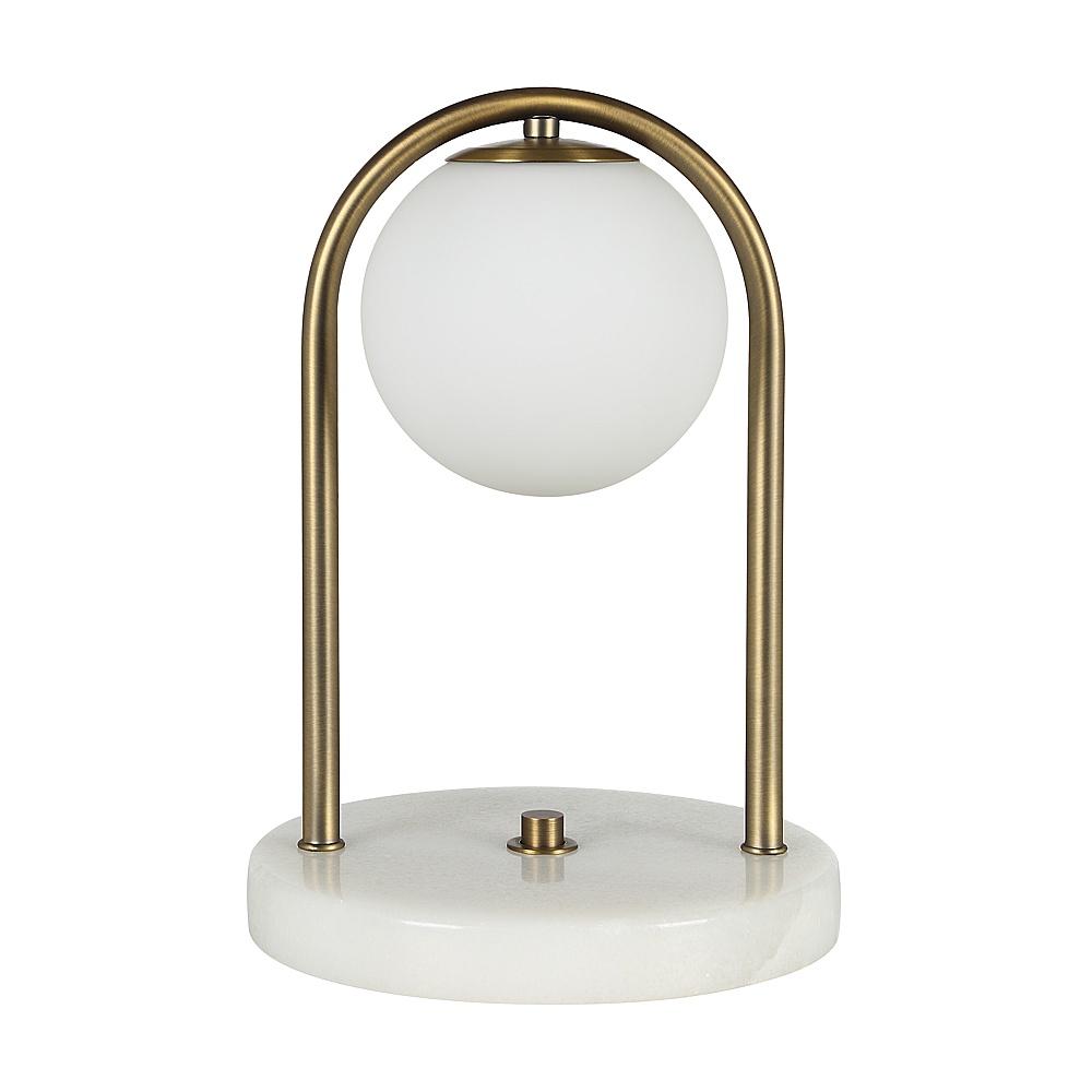 Renwil LPT1436 Barca 11.75" Tall Dark Antique Brushed Brass Iron Table Lamp with Round Glass Shade