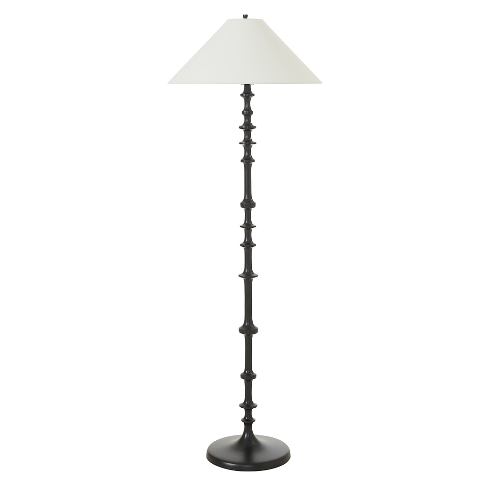 Renwil LPF3194 Petrus 62.5" Tall Matte Black Floor Lamp with Tapered Linen Shade