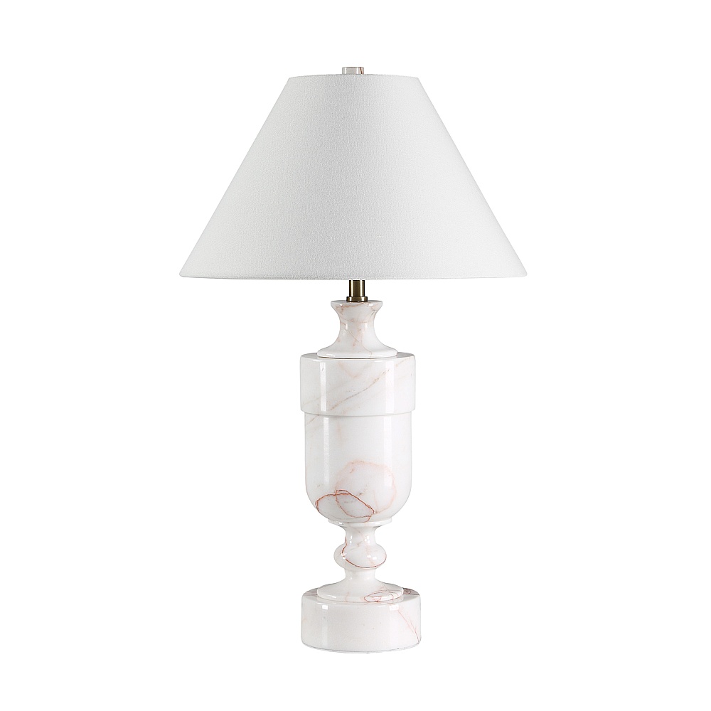 Renwil LPT1431 Katn 26" Tall White Botochino Marble Table Lamp with Tapered Linen Shade