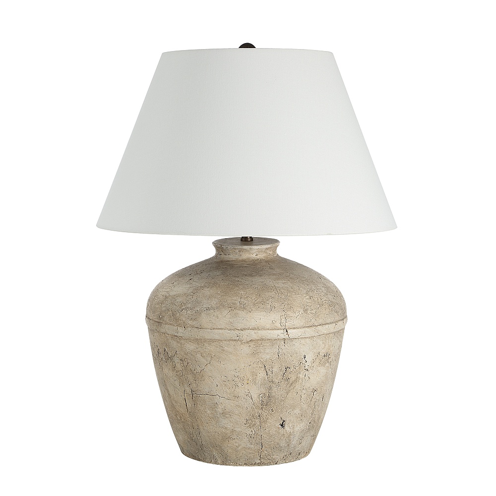 Renwil LPT1451 Heritage 29" Tall Distressed Brown And Beige Ceramic Table Lamp with Tapered Linen Shade