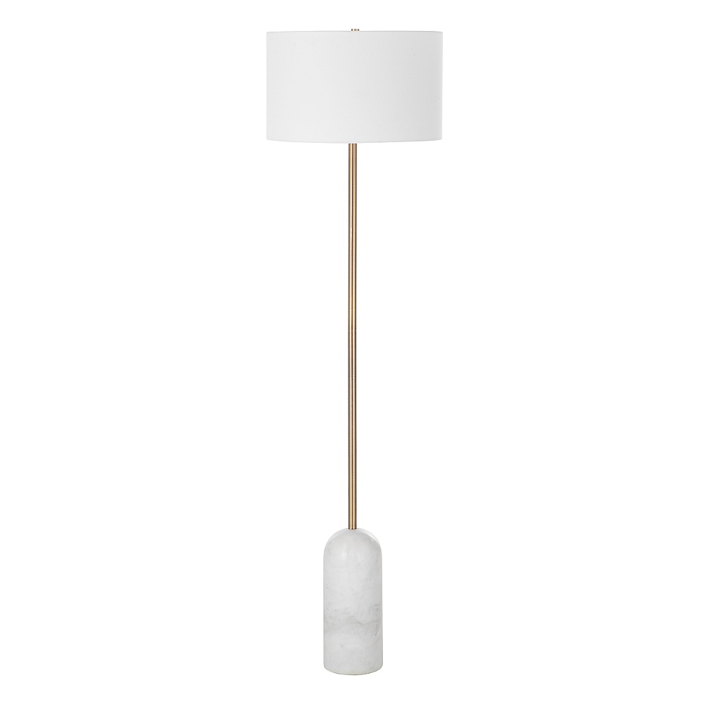 Renwil LPF3144 Lozica 62.5" Tall Antique Brushed Brass Floor Lamp with Drum Linen Shade
