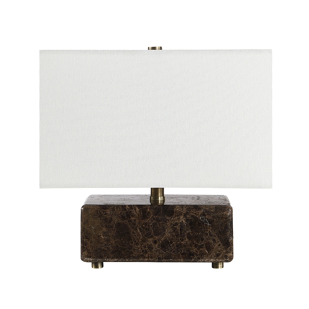 Renwil LPT1442 Cabo 11.25" Tall Brown Emperador Marble Table Lamp with Rectangle Linen Shade