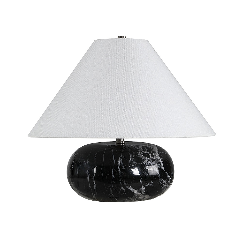 Renwil LPT1441 Celine 14.5" Tall Black Cloud Marble Table Lamp with Tapered Linen Shade