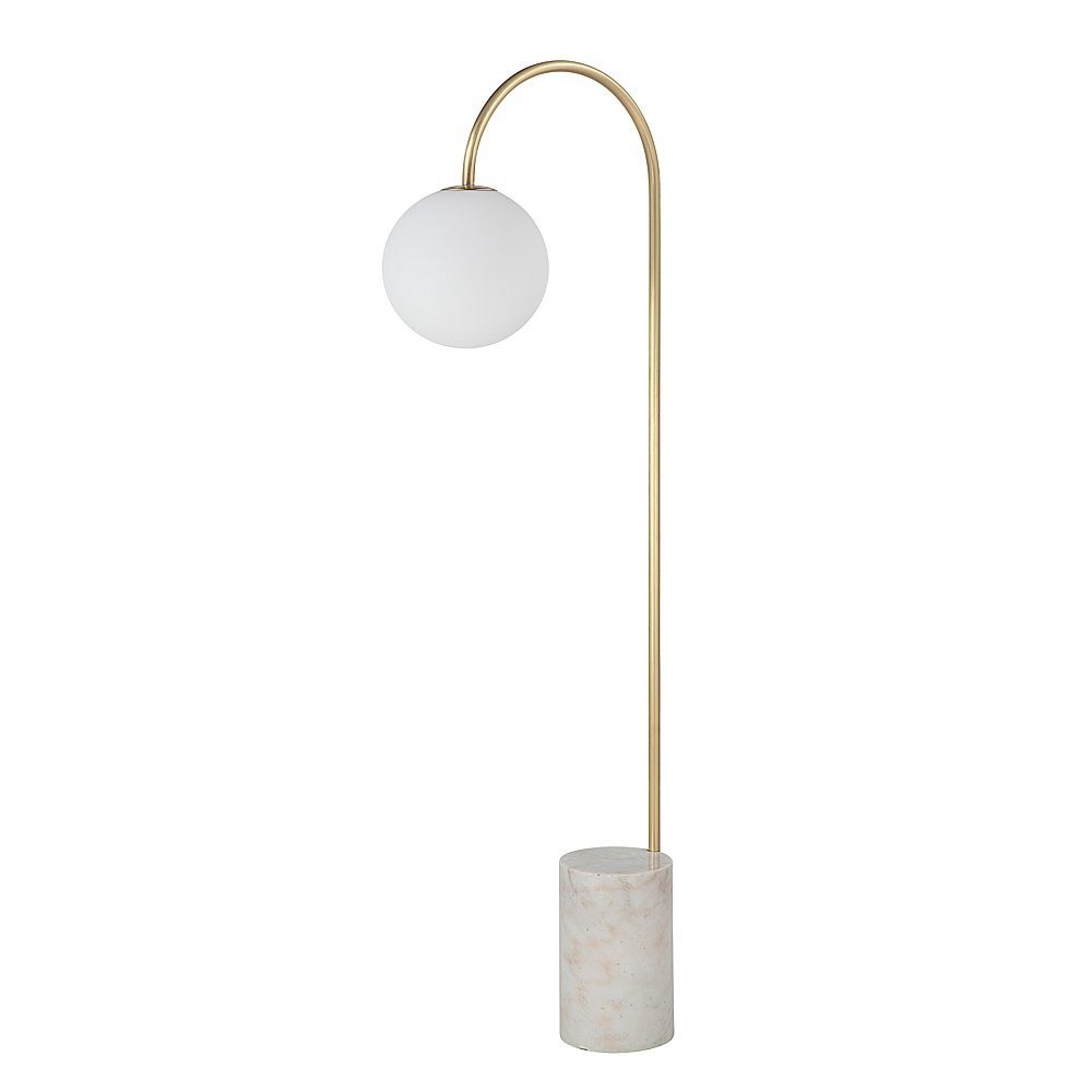 Renwil LPF3151 Merlot 62" Tall Satin Brass Floor Lamp with Globe Glass Shade