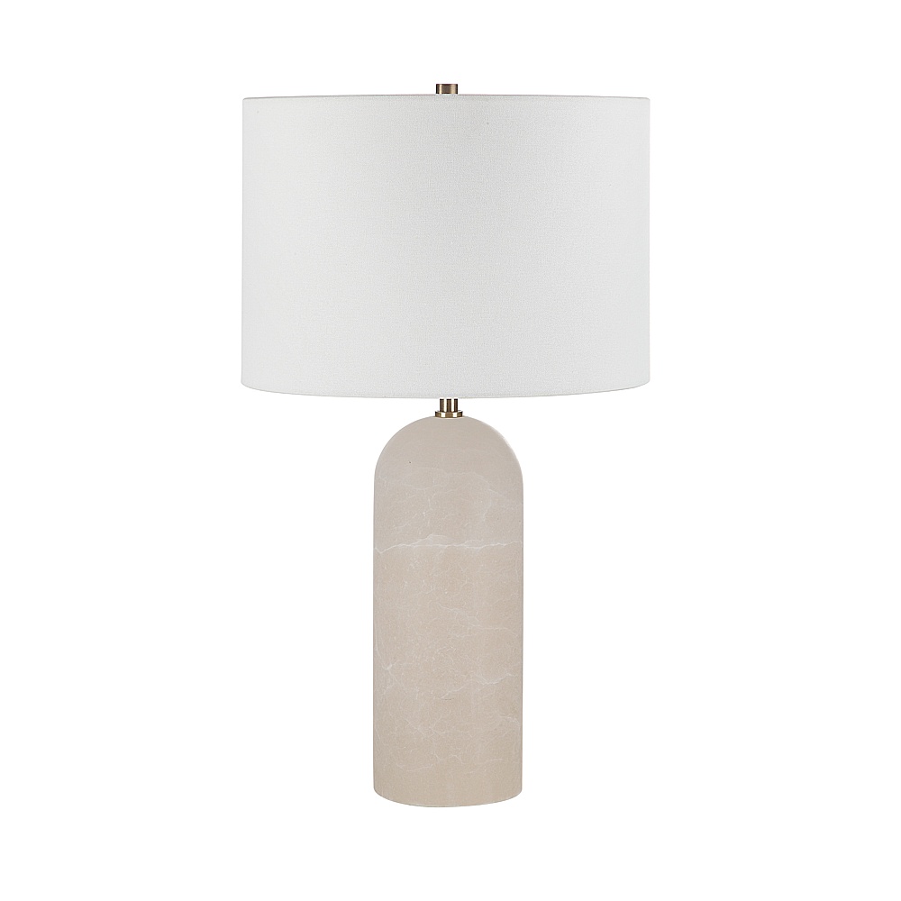 Renwil LPT1263 Ixia 25" Tall Plated Antique Brushed Brass Iron Table Lamp with Drum Linen Shade