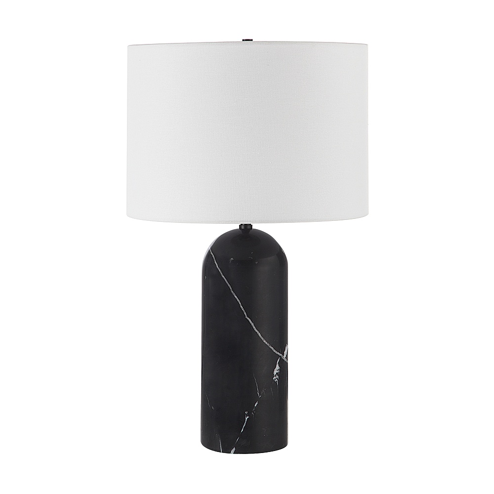 Renwil LPT1273 Tyne 25" Tall Powder Coated Matte Black Iron Table Lamp with Drum Linen Shade