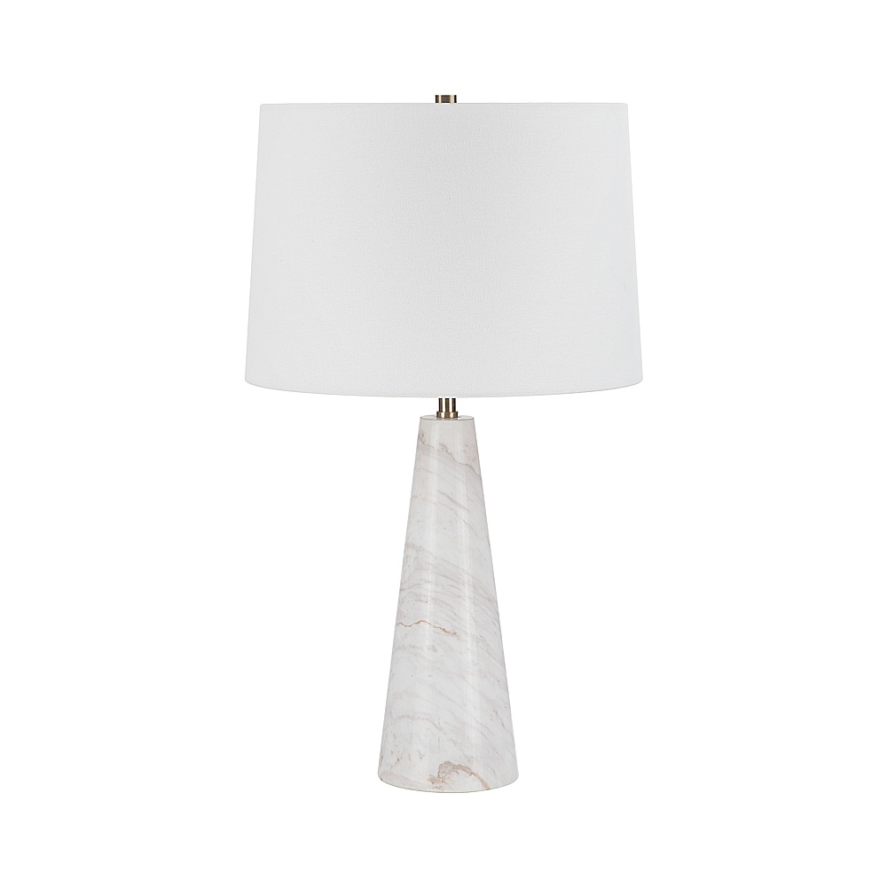 Renwil LPT1260 Vevey 25" Tall Plated Antique Brushed Brass Iron Table Lamp with Tapered Linen Shade
