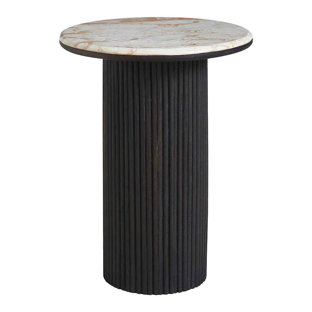 Renwil TA547 Alessio Indoor Breccia Marble Side Table - Walnut