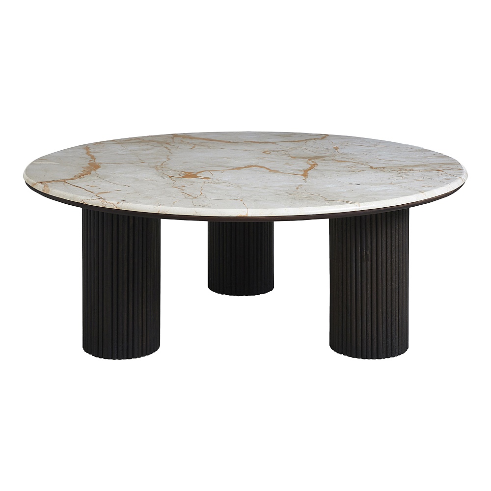 Renwil TA546 Alessio Indoor Breccia Marble Coffee Table - Walnut