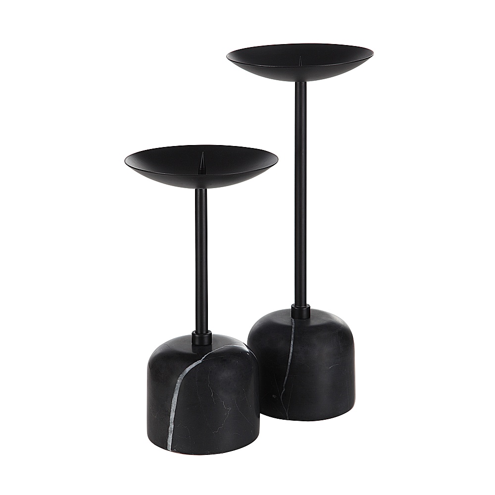 Renwil CAN185 Uma Indoor Iron Set Of 2 Pillar Candle Holder - Matte Black