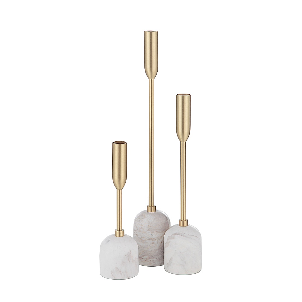 Renwil CAN183 Marchesa Indoor Iron Set Of 3 Tapered Candle Holder - Satin Brass