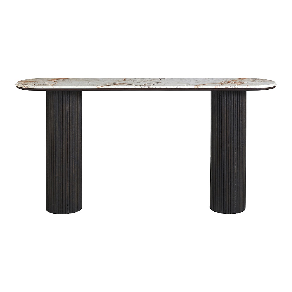 Renwil TA545 Alessio Indoor Breccia Marble Console Table - Walnut