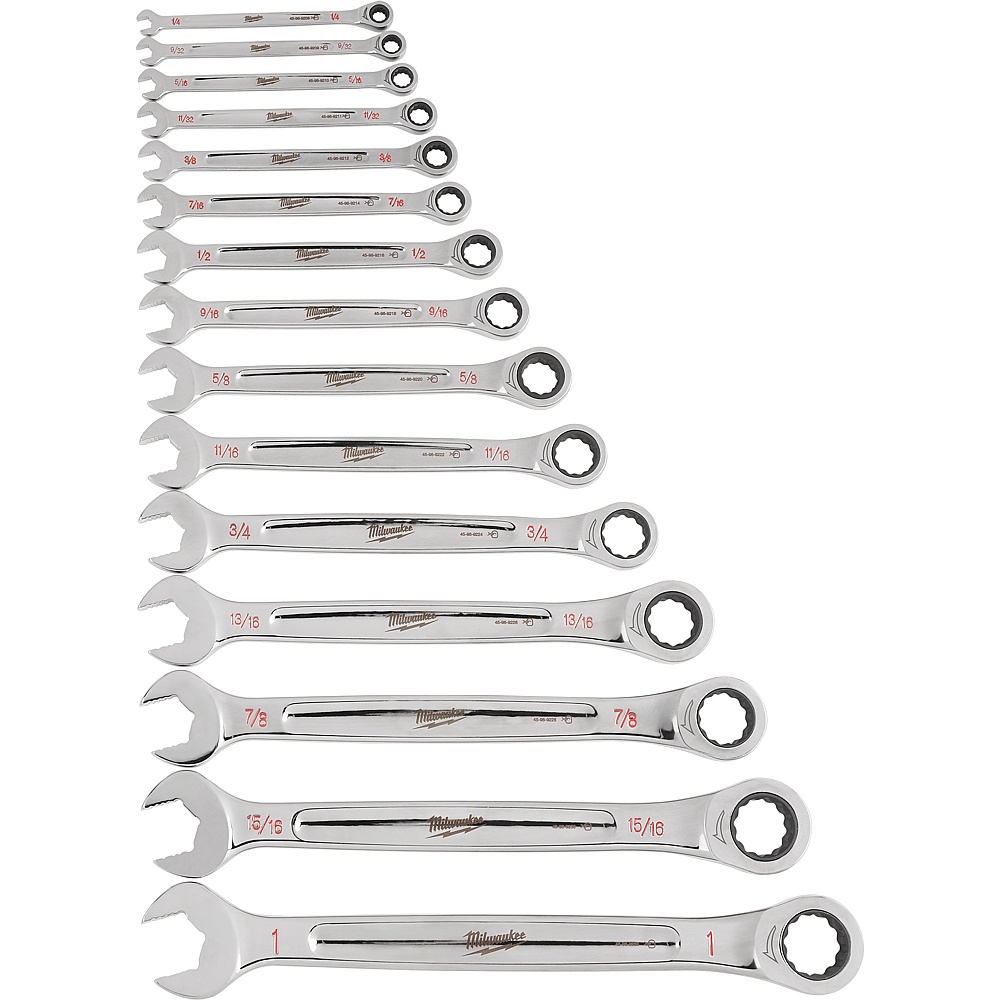 Milwaukee 48-22-9416 15pc Ratcheting Combination Wrench Set - SAE